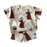 Load image into Gallery viewer, 2 Pieces Set Baby Kid Unisex Polka dots Cartoon Print T-Shirts And Shorts Wholesale 22090261
