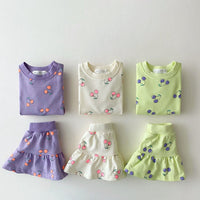 Load image into Gallery viewer, 2 Pieces Set Baby Kid Girls Fruit Print T-Shirts And Skirts Wholesale 22090263
