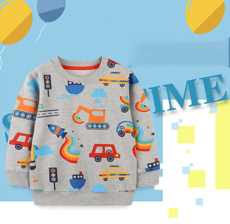 Baby Kid Boys Car Cartoon Print Hoodies Swearshirts Wholesale 22090269