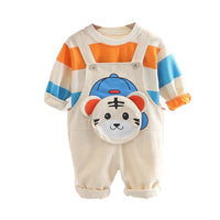 Load image into Gallery viewer, 2 Pieces Set Baby Kid Boys Striped Tops And Cartoon Jumpsuits Wholesale 220906108
