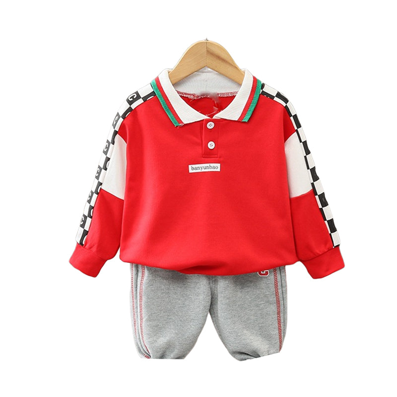 2 Pieces Set Baby Kid Boys Letters Polo Shirts And Pants Wholesale 220906147