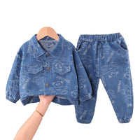 Load image into Gallery viewer, 2 Pieces Set Baby Kid Boys Letters Cartoon Print Shirts And Pants Wholesale 220906148
