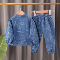 Load image into Gallery viewer, 2 Pieces Set Baby Kid Boys Letters Cartoon Print Shirts And Pants Wholesale 220906148
