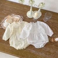 Load image into Gallery viewer, Baby Girls Solid Color Lace Rompers Wholesale 220906160

