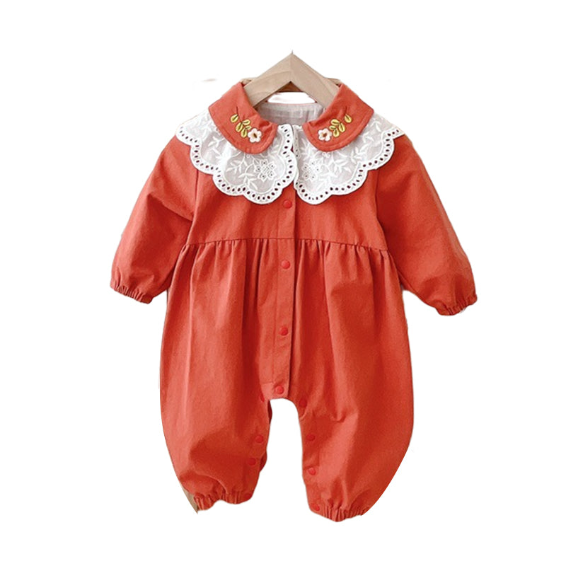 Baby Girls Flower Embroidered Jumpsuits Wholesale 220906161