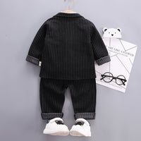 Load image into Gallery viewer, 4 Pieces Set Baby Kid Boys Dressy Solid Color Striped Bow Shirts Vests Waistcoats Blazers And Trousers Suits Wholesale 220906197
