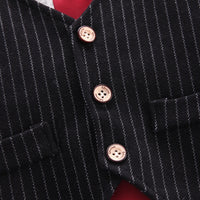 Load image into Gallery viewer, 4 Pieces Set Baby Kid Boys Dressy Solid Color Striped Bow Shirts Vests Waistcoats Blazers And Trousers Suits Wholesale 220906197
