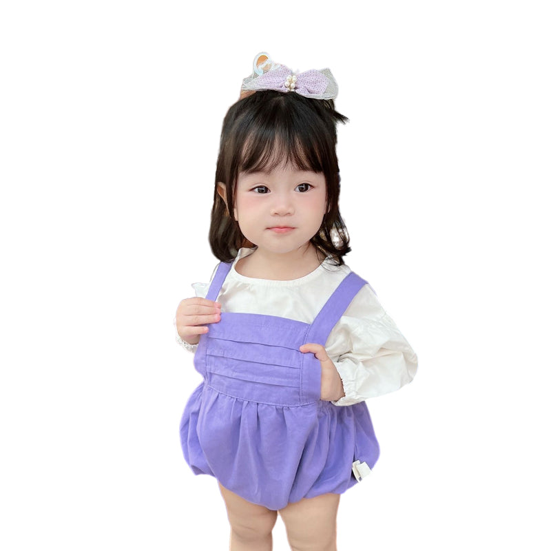 2 Pieces Set Baby Girls Solid Color Tops And Rompers Wholesale 220906252
