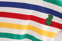 Load image into Gallery viewer, 3 Pieces Set Baby Kid Boys Striped Dinosaur Embroidered Tops And Pants And Bag Wholesale 220906290
