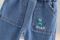 Load image into Gallery viewer, 3 Pieces Set Baby Kid Boys Striped Dinosaur Embroidered Tops And Pants And Bag Wholesale 220906290
