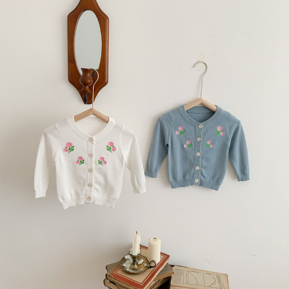 Baby Kid Unisex Flower Embroidered Cardigan Wholesale 220906347