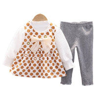 Load image into Gallery viewer, 3 Pieces Set Baby Kid Girls Solid Color Tops And Print Polka dots Bow Dresses And Pants Wholesale 220906407
