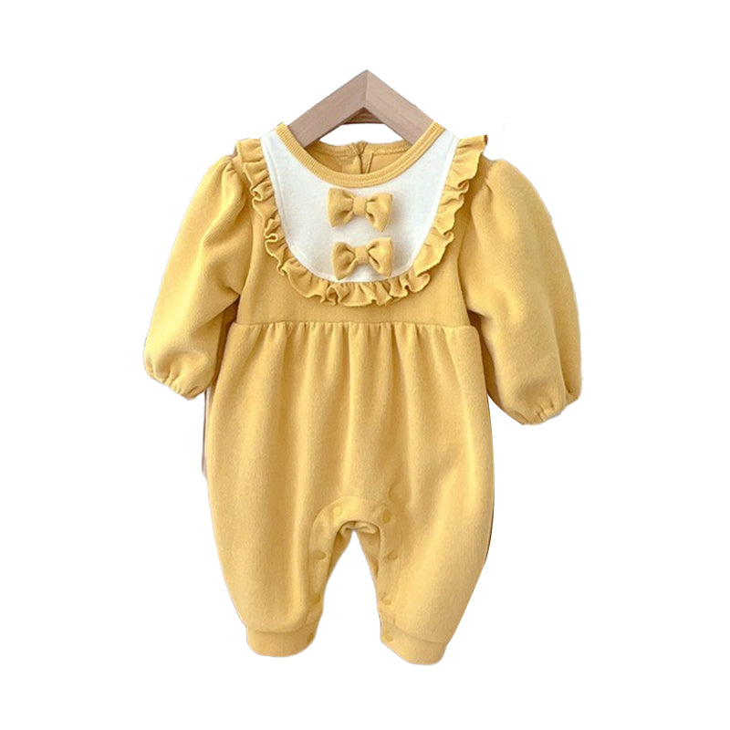 Baby Unisex Solid Color Bow Jumpsuits Wholesale 220906444