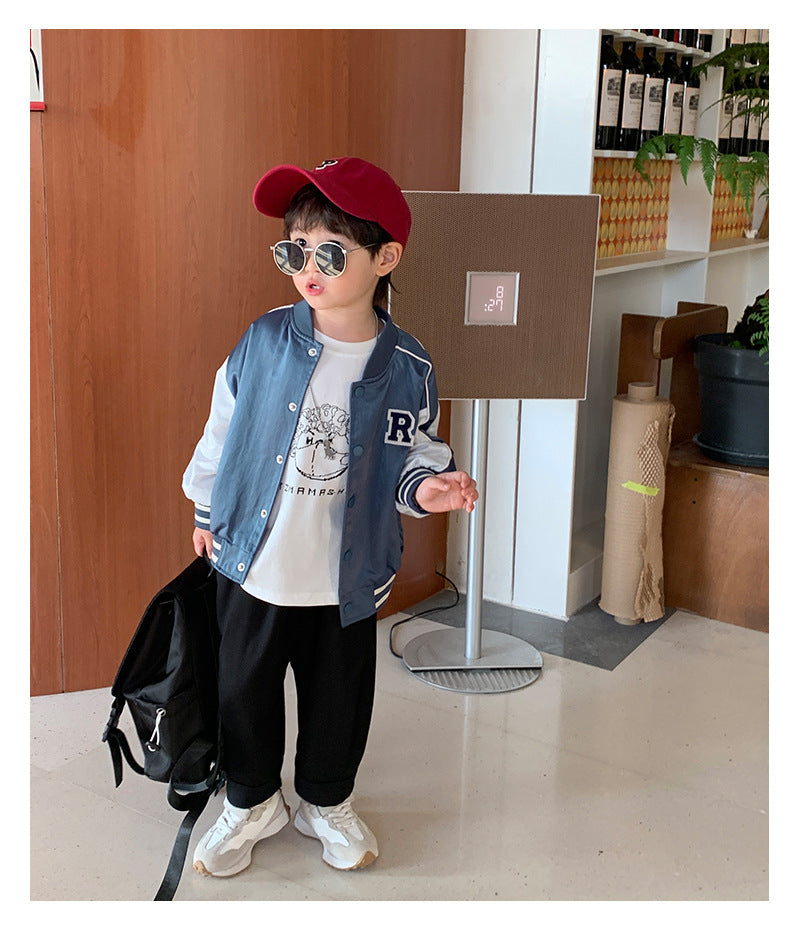 Baby Kid Boys Cartoon Print Tops And Striped Letters Jackets Outwears Wholesale 220906544
