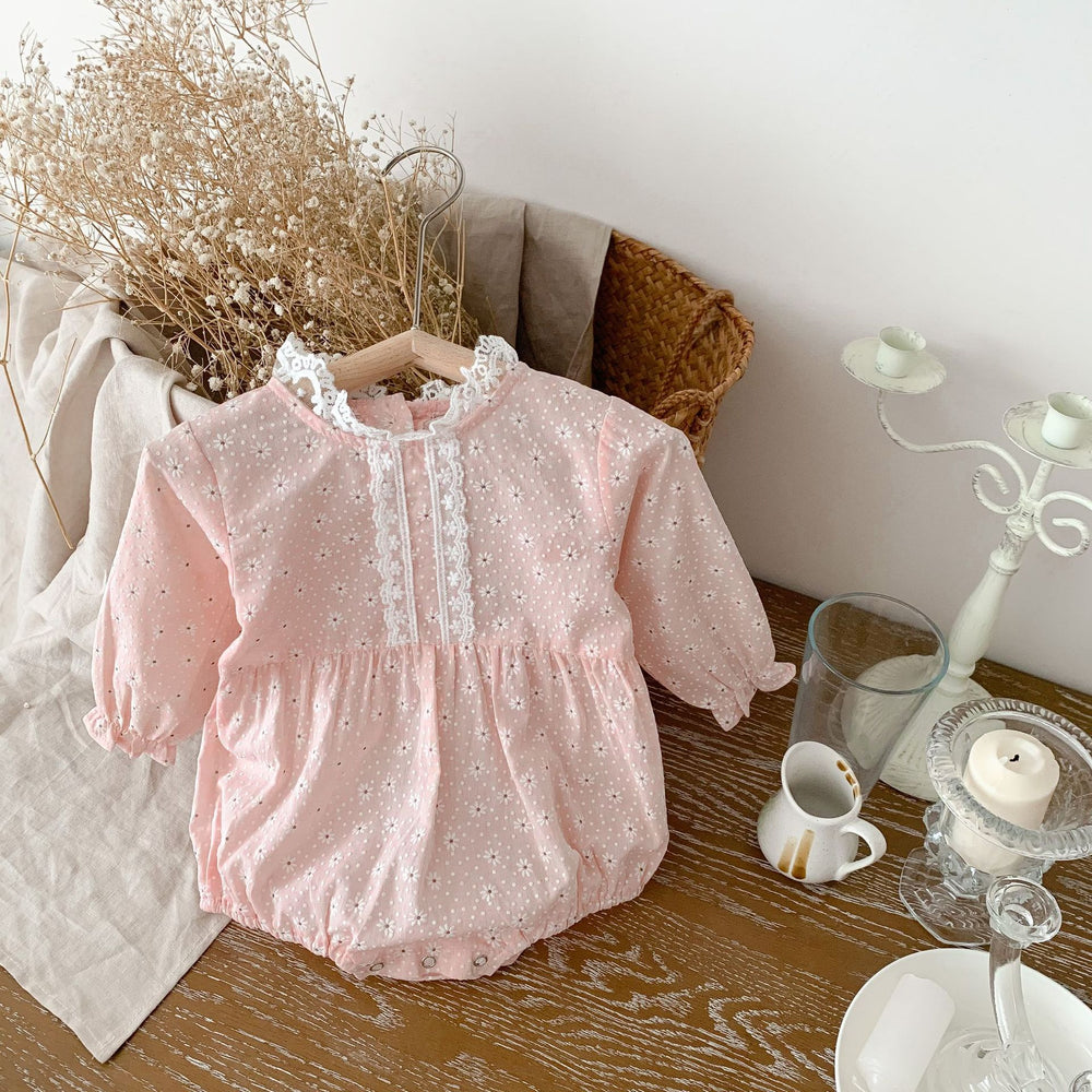 Baby Girls Flower Lace Print Rompers Wholesale 220906551