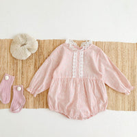 Load image into Gallery viewer, Baby Girls Flower Lace Print Rompers Wholesale 220906551
