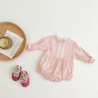Load image into Gallery viewer, Baby Girls Flower Lace Print Rompers Wholesale 220906551
