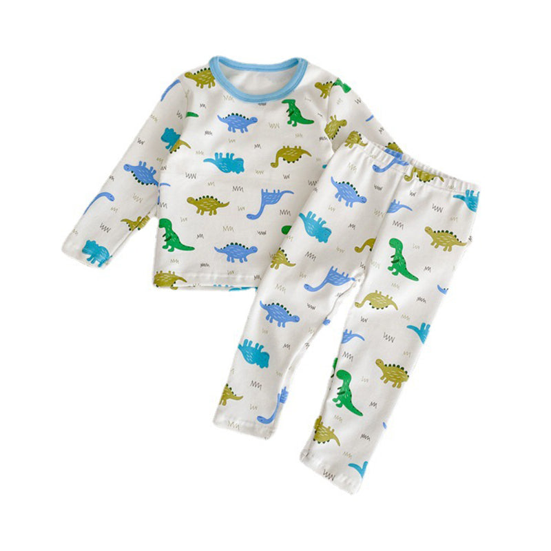 2 Pieces Set Baby Kid Unisex Letters Flower Dinosaur Animals Cartoon Print Tops And Pants Wholesale 220906566