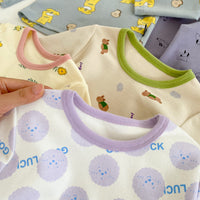 Load image into Gallery viewer, 2 Pieces Set Baby Kid Unisex Letters Flower Dinosaur Animals Cartoon Print Tops And Pants Wholesale 220906566
