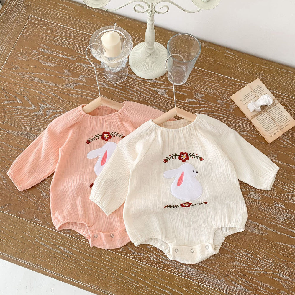 Baby Kid Girls Flower Animals Embroidered Rompers Wholesale 22090658