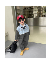 Load image into Gallery viewer, Baby Kid Boys Solid Color Jumpsuits And Letters Tops Wholesale 220906592
