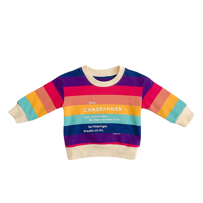 Baby Unisex Striped Letters Rainbow Tops Wholesale 220906689