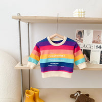 Load image into Gallery viewer, Baby Unisex Striped Letters Rainbow Tops Wholesale 220906689
