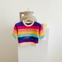 Load image into Gallery viewer, Baby Unisex Striped Letters Rainbow Tops Wholesale 220906689
