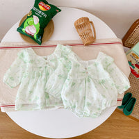 Load image into Gallery viewer, Baby Girls Flower Print Rompers And Dresses Wholesale 22090669
