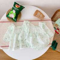 Load image into Gallery viewer, Baby Girls Flower Print Rompers And Dresses Wholesale 22090669
