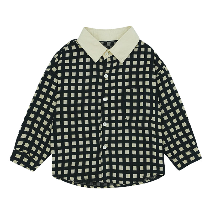 Kid Boys Checked Shirts And Solid Color Pants Wholesale 220906805