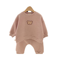 Load image into Gallery viewer, 2 Pieces Set Baby Unisex Cartoon Embroidered Hoodies Swearshirts And Solid Color Pants Wholesale 220906843

