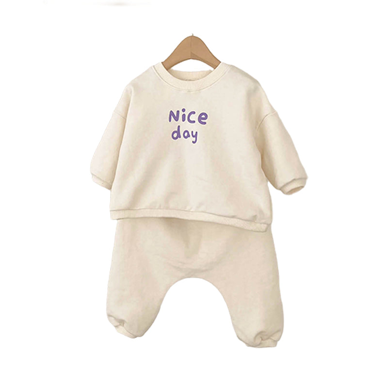 2 Pieces Set Baby Unisex Sports Letters Print Hoodies Swearshirts And Solid Color Pants Wholesale 220906858