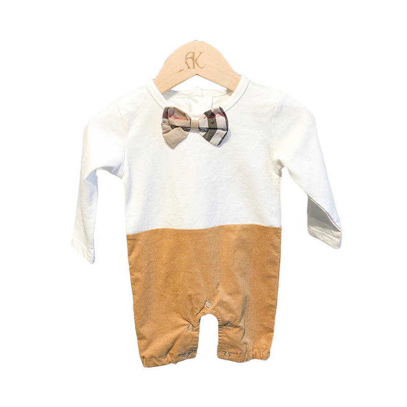 Baby Unisex Color-blocking Bow Jumpsuits Wholesale 22090909