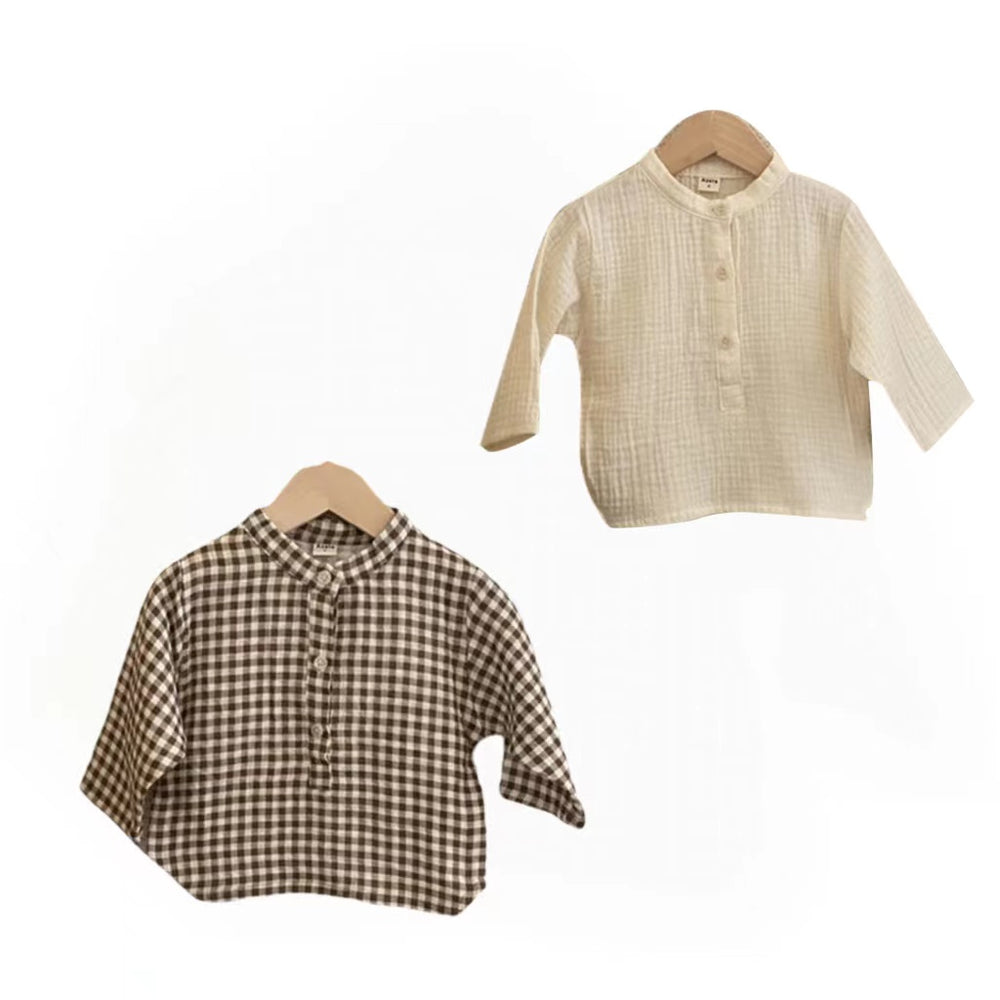 Baby Unisex Solid Color Checked Shirts Wholesale 220909176