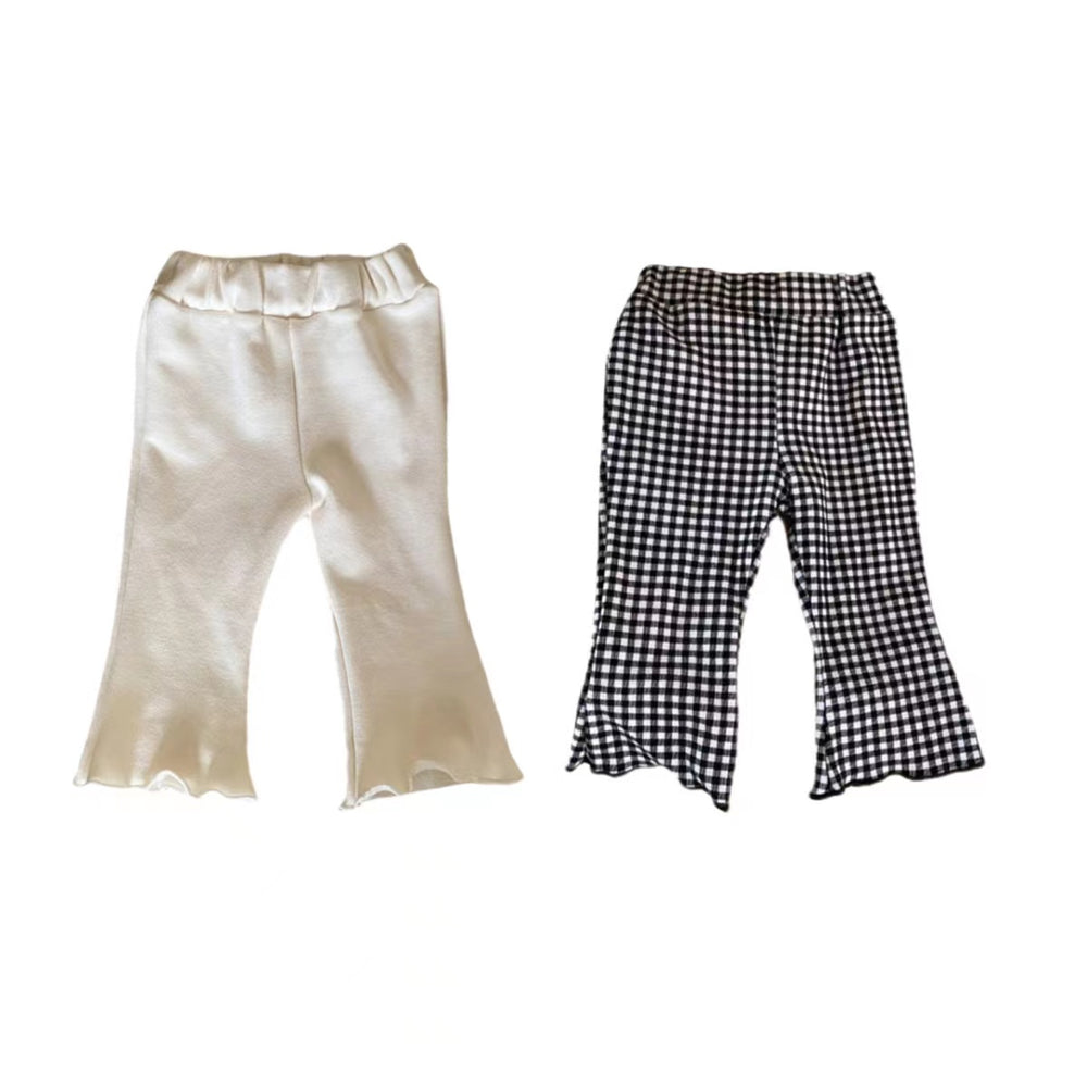 Baby Girls Solid Color Checked Pants Wholesale 220909177
