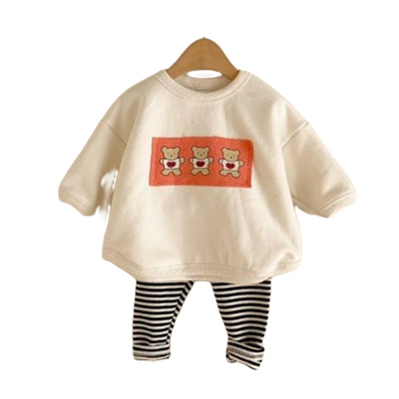 2 Pieces Set Baby Kid Unisex Cartoon Print Tops And Striped Pants Wholesale 220909242