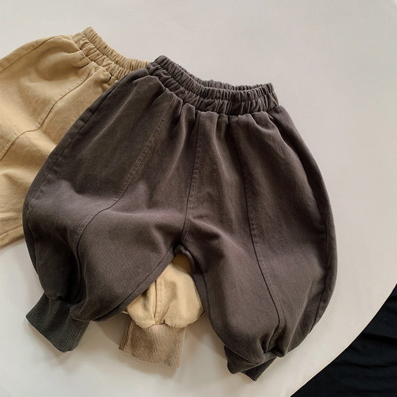 Baby Kid Unisex Solid Color Muslin&Ribbed Pants Wholesale 220909255