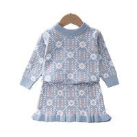 Load image into Gallery viewer, 2 Pieces Set Baby Kid Girls Checked Sweaters And Skirts Wholesale 220909301
