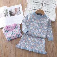 Load image into Gallery viewer, 2 Pieces Set Baby Kid Girls Checked Sweaters And Skirts Wholesale 220909301
