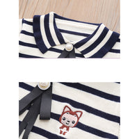 Load image into Gallery viewer, 2 Pieces Set Baby Kid Girls Striped Bow Crochet Sweaters And Color-blocking Skirts Wholesale 220909342
