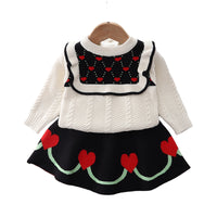 Load image into Gallery viewer, 2 Pieces Set Baby Kid Girls Color-blocking Love heart Print Sweaters And Skirts Wholesale 220909352
