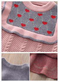 Load image into Gallery viewer, 2 Pieces Set Baby Kid Girls Color-blocking Love heart Print Sweaters And Skirts Wholesale 220909352
