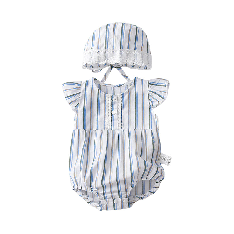 2 Pieces Set Baby Unisex Striped Hats And Rompers Wholesale 220909384