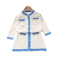 Load image into Gallery viewer, 2 Pieces Set Baby Kid Girls Color-blocking Crochet Cardigan And Skirts Wholesale 220909400
