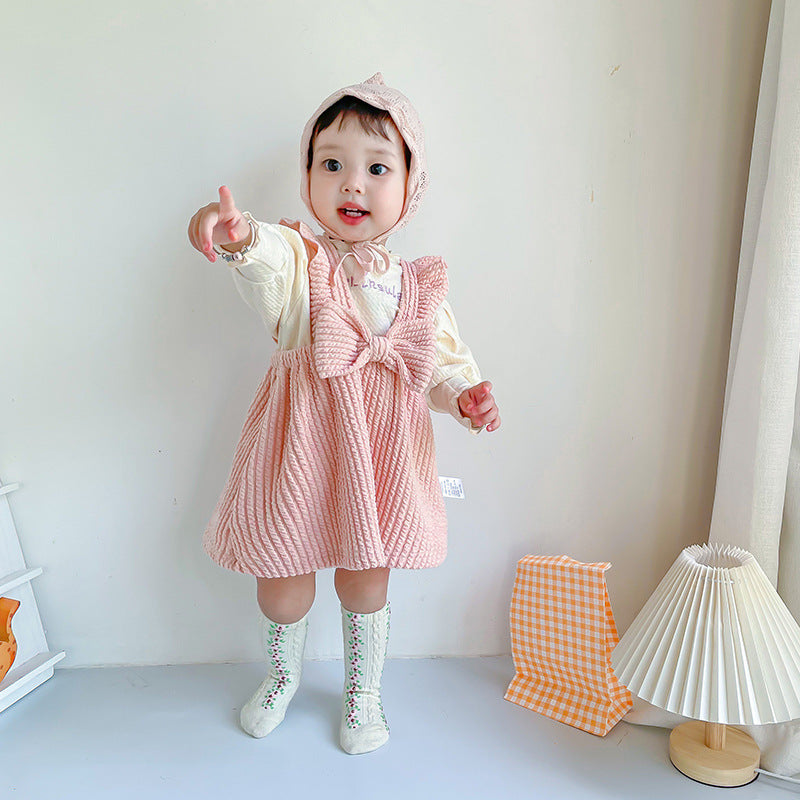 Baby Kid Girls Solid Color Bow Dresses Wholesale 220909406