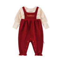 Load image into Gallery viewer, Baby Girls Solid Color Letters Embroidered Tops Jumpsuits Wholesale 220909423
