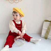 Load image into Gallery viewer, Baby Girls Solid Color Letters Embroidered Tops Jumpsuits Wholesale 220909423
