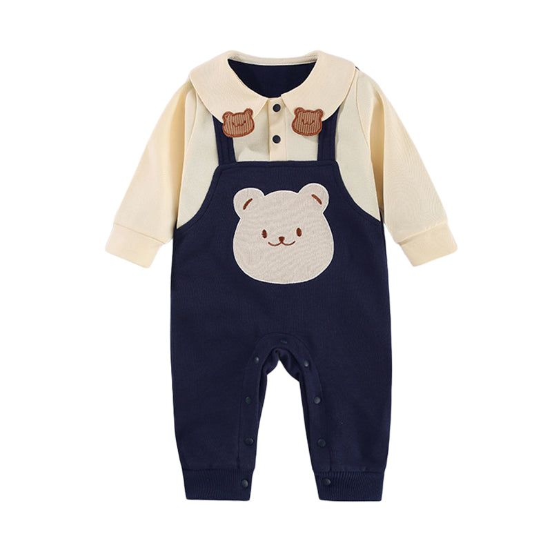 Baby Boys Color-blocking Cartoon Embroidered Jumpsuits Wholesale 220909430