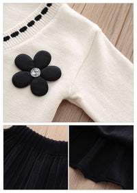 Load image into Gallery viewer, 2 Pieces Set Baby Kid Girls Flower Cardigan And Solid Color Skirts Wholesale 220909442
